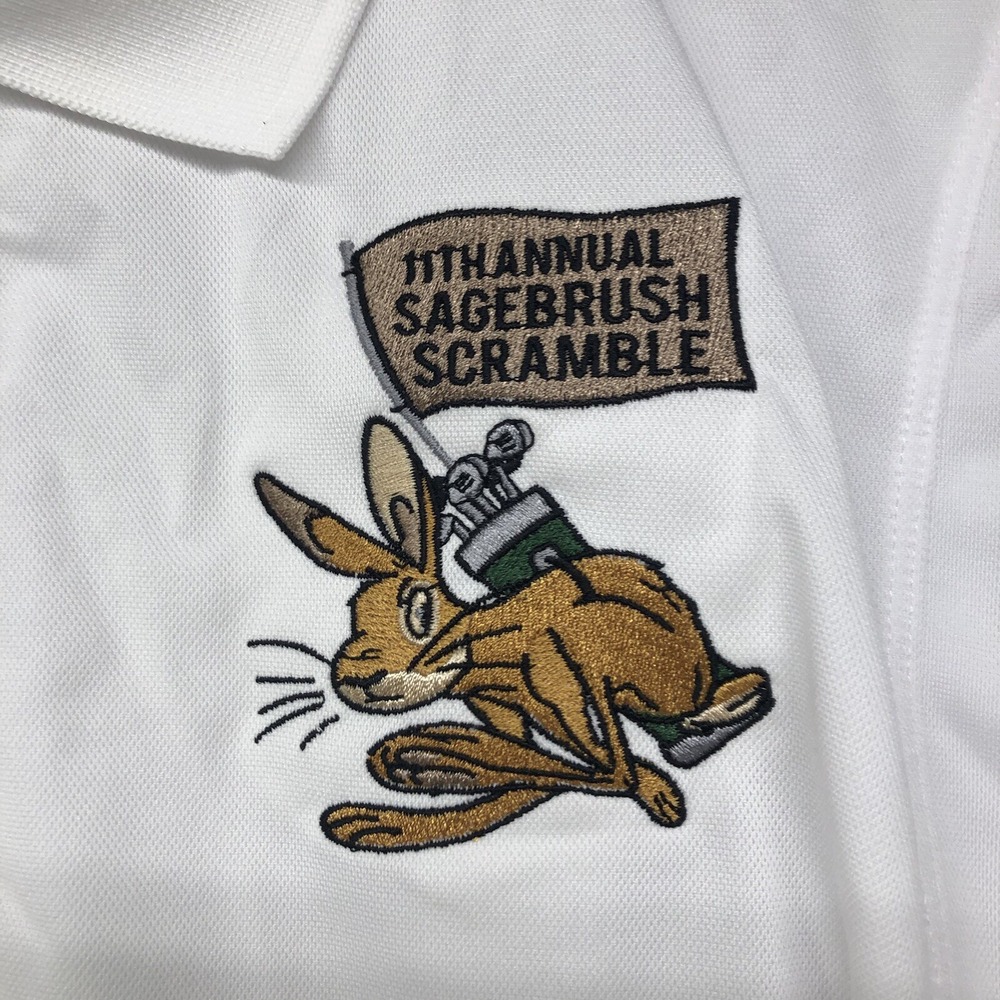 Sport Tek Shirt Men Embroidered Jack Rabbit Logo XL Performance Golf Polo